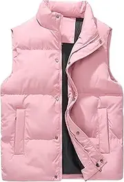 [JEShifangjiusu] Mens Autumn Winter Down Vest Full Zipper Stand Up Collar Down Puffer Tank Top Fluffy Sleeveless Jacket