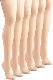 [Hanes] Womens Silk Reflections Silky Sheer Control Top Reinforced Toe 6-Pack, AB