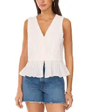 Vince Camuto Pintuck V Neck Peplum Tank