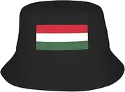 [Generic] Hungary Flag Bucket Hat Flag of Hungary Fishing Hat for Hungarian Outdoor Decoration Sun Cap Black, Black, One Size