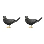 2x White Moose Resin/Metal Budgie Home/Office Living Room Ornament Decor Black