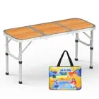 Folding Camping Table Small with Storage Bag,Adjustable Height Portable Picni...