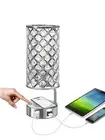 Touch Control Crystal Table Lamp, 3 Way Dimmable Wireless Charging Table Lamp...