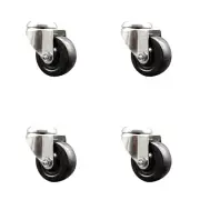 3.5 Inch 316SS Soft Rubber Wheel Swivel Bolt Hole Caster Set Service Caster