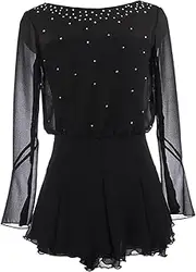 [Zagitova] Figure Skating Dress for Girls Long Sleeve Women Competition Dance Outfits with Shiny Rhinestone