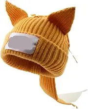AOYONGOIT Fedora Cute One-Piece Woolen Hat Autumn and Winter Warm Thickened Knitted Hat Cold-Proof Hat Wool Hat/345 Yellow