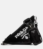 [Prada] Prada Triangle sequin shoulder bag One Size black