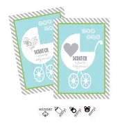 Blue Baby Carriage Scratch Off Game Cards Baby Shower Party Activity