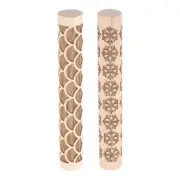 2pcs Wood Roller 10cm Snowflake Fan Pattern Wooden Pottery Tools