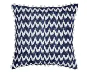 J.Elliot Home Valtina Pom Pom Blue Filled Cushion