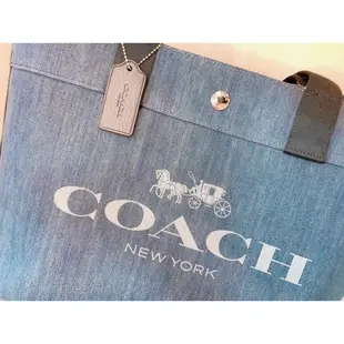 CS精品連線 ♥ 現貨商品 COACH 扣式丹寧牛仔托特包