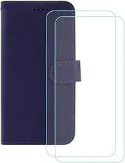 LCEHTOGYE Cover for Redmi Note 12 Turbo + 2 Slice HD Tempered Glass,Shell PU BracketBumper Protective Back Case - Anti-Scratch Screen Protector for Redmi Note 12 Turbo-YSKK - Purple