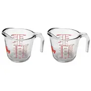 2x Anchor Hocking 500ml/2-Cup Glass Measuring Jug Kitchen Baking Cup Medium CLR