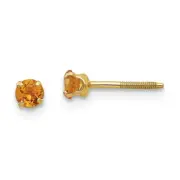 14K Yellow Gold 3mm Citrine Birthstone Stud Earrings Madi K Children's Jewelry
