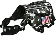 Dog Backpack Saddle Bag for Medium Large Dogs, Harness Saddlebag with Reflective Safety Side Pockets for Hiking, Camping, Grey+orange