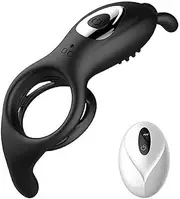 Vibrating Cock Ring Rabbit Vibrator, 3 in 1 Silicone Penis Ring with 9 Vibration Modes G-Spot & Clitoral Clit Stimulator, Male Sex Toys for Man and Couples, Adult Sex Toys