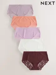 Neutral Midi No VPL Lace Back Briefs 5 Pack (AV4553) | $56
