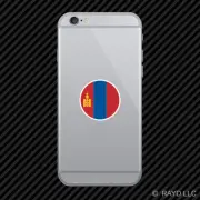 Round Mongolian Flag Cell Phone Sticker Mobile Mongolia MNG
