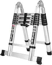 3.2M/3.8M/4.4M/5.0M Multi-Purpose Telescopic Aluminum A-Frame Ladder, 330 lbs Capacity, Lightweight, Durable, and Compact for Home and Work (4.4M)
