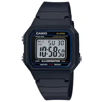 在飛比找momo購物網優惠-【CASIO】方形機能性設計感電子錶-藍面(W-217H-1