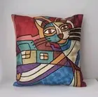 Cat In The City Abstract Art Picasso Throw Pillow Cushion Cover w Insert 45cm