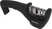 Wiltshire 3 Stage Knife Sharpener – Manual Sharpener with Soft Touch Handle & Non-Slip Base, Black & Silver, Easy Alternative to Sharpening Stone or Whetstone