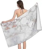 JBYJBX White Marble Rose Gold Print Beach Towel Quick Dry Sandproof Microfiber Beach Bath Towel for Travel Pool Camping
