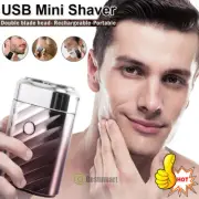 Mini Portable Electric Shaver For Men USB Rechargeable, Double Ring 3D Knife Net