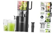 Hand-Free Cold Press Juicer, Aobosi Juicer Machines with No-Prep 5" Large Black
