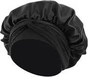 [pluvialix] Bonnet Silk Sleep Cap, Satin Hair Cap for Sleeping Cap, Sleep Cap, Hair Cap, Women's Hair Cap, Sleeping for Men, Soft Bonnets, Adjustable with Elastic Hair Protection (Black), black, One size