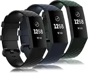 Compatible with Fitbit Charge 4 Charge 3 Bands for Women Men, Soft Sport Silicone Watch Strap Replacement Wristband for Fitbit Charge 4 / Charge 3 and Charge 3 SE, Large Small