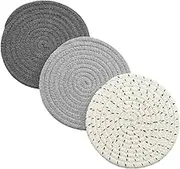 Star-wood Potholders Set Trivets Set 100% Pure Cotton Thread Weave Hot Pot Holders Set (Set of 3) Stylish Coasters, Hot Pads, Hot Mats,Spoon Rest for Cooking and Baking by Diameter 7 Inches (Gray)