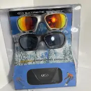 Extreme Gravity Snowboarding Skiing Goggles Italian made anti-fog 2 pack