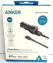 ANKER PowerDrive 24W 2 port with 6FT USB-A - MFi-Certified Lightning Cable