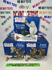 Rudolph The Red Nose Reindeer Abominable Snowman Hermey Clarice Figurine Lot-3