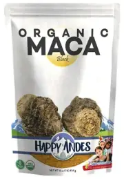 Happy Andes Organic Black Maca Powder 1 lb Vegan Powder Peruvian Plant Root
