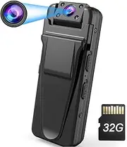 Mini Small Camera Without WiFi, HD Mini Surveillance Camera with 32GB Memory Card, Motion Detection, Night Vision, Audio, Video Recording, Small Camera, Body Camera for Office, Meeting