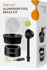 [AIEVE] 80Pcs Aluminium Foil Lids with Holder, Scoop, Removel Tool for Nespresso Vertuo Pods, Coffee Pod Foil Lids Compatible with Nespresso Vertuo Capsules