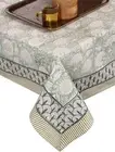 ATOSII Jade 100% Cotton Boho Rectangle Tablecloth, Handblock Print Floral Table