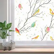 Window Privacy Film - Decorative Stained Glass Style, Non-Adhesive Static Cling, Frosted Design, Heat Blocker, 35.4 x 78.7 Inch