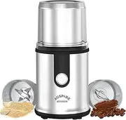 AUSPURE Coffee Grinder and Chopper for Coffee Beans, Wet Herbs, Vegetable, Garlic, Fruits, 2 Large 90gr Cup for Blender and Chopper Food Processor and Slicer, Safety Lock, 2-Yr Warranty AusChop-E09 (Renewed)