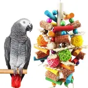 Parrot Toys for Large Birds,Aviary Hanging Toys,Natural Peppered Wood African