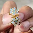 2.40Ct Round Cut Natural Fire Opal Flower Stud Earrings 14K Yellow Gold Plated