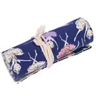 Pencil Case School Canvas Roll Pouch Makeup Comestic Brush Pen Storage9122