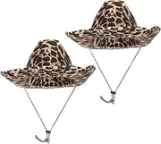 [Holibanna] 2pcs Leopard Pattern Cowboy Hats Comfortable Decorative Hats for Parties Stage Performance Breathable Stylish Prop for Events Celebrations
