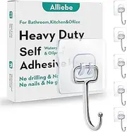 Alliebe Hooks for Hanging,10 Pack Hold 44lb(Max),Large Hooks for Hanging Heavy Duty,Waterproof Adhesive Wall Hooks,Bedrooms,Living Rooms,Kitchens,Bathrooms Sticky Hooks,Towel Hooks Use for Dorm Room