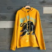 NWT Ed Hardy mens Crouching Panther Sweatshirt Hoodie Yellow Size L