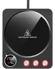 Mug Warmer - 30W High Power, 3 Temp Settings, LED Display & 1-9H Timer, Black