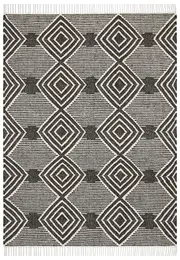 Bohemian Brown Charcoal Diamond Hand-Loomed Textured Rug