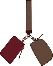 [FTTYUBE] Mini Zip Around Wristlet Wallet Dual Pouch Portable Purse Coin Pocket